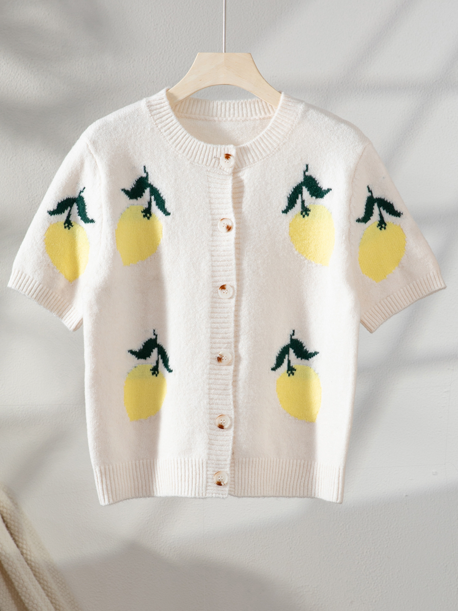 Embroidered Lemon Cardigan