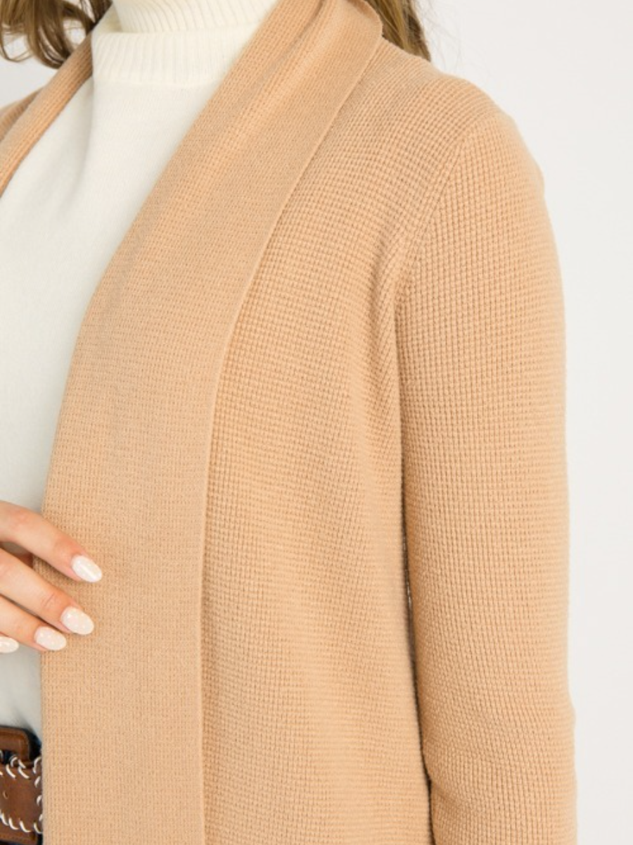 Waffle Knit Long Cardigan