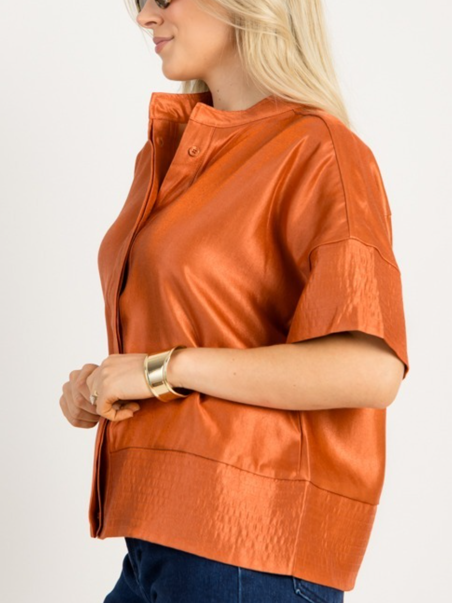 Metallic Button Blouse