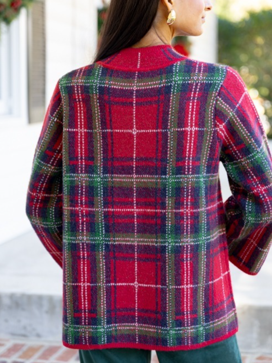Plaid Mock Neck Sweater