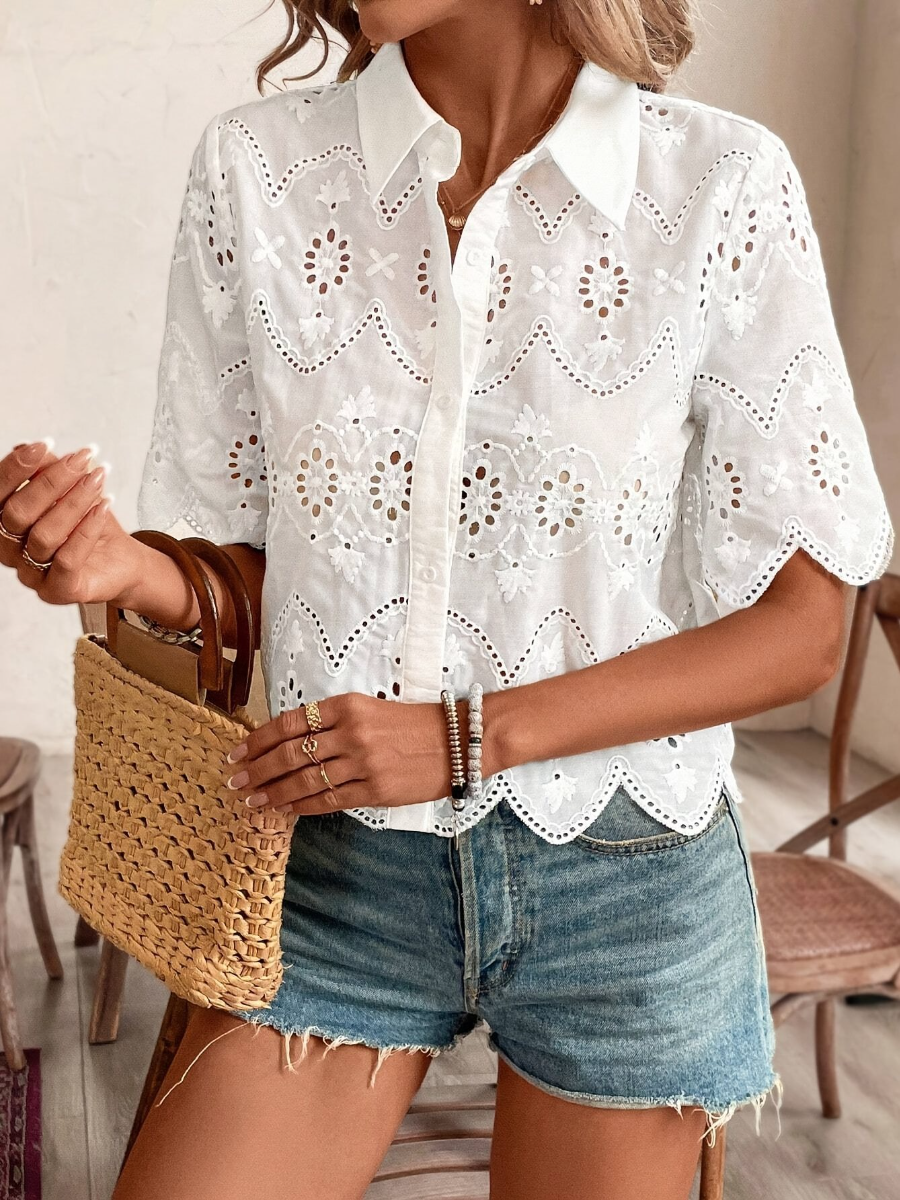 Eyelet Chic Summer Blouse