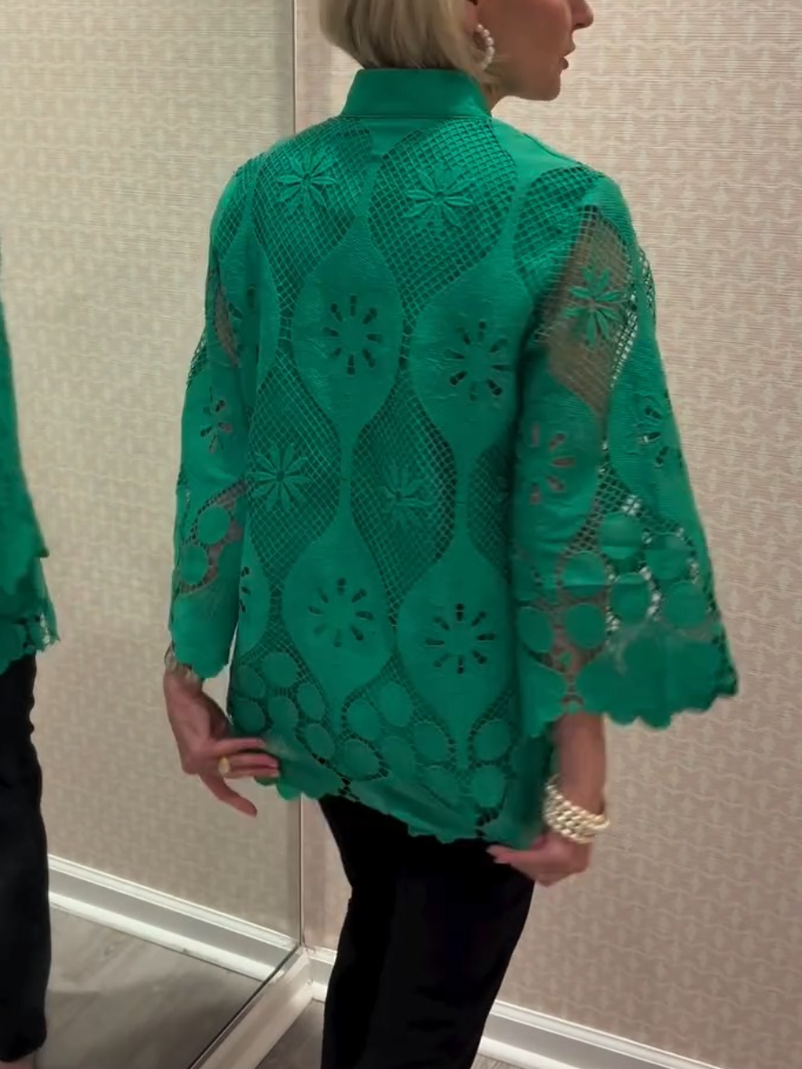 Graceful Lace Button Front Blouse