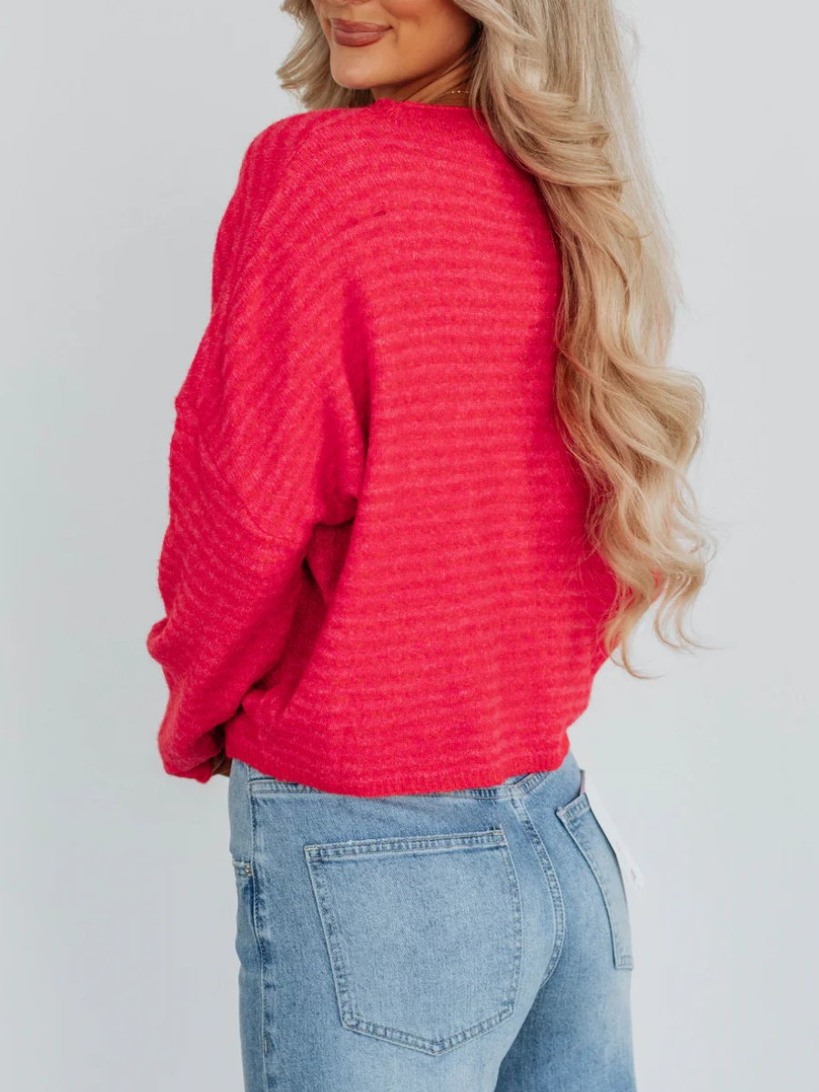 Pink Cherry Stripe Cardigan