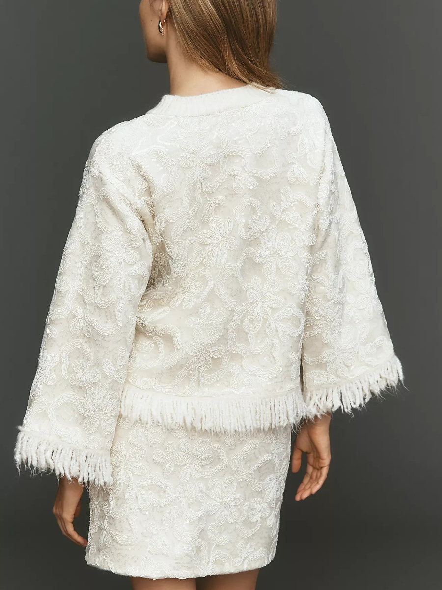 Fringe Boxy Long-Sleeve Top