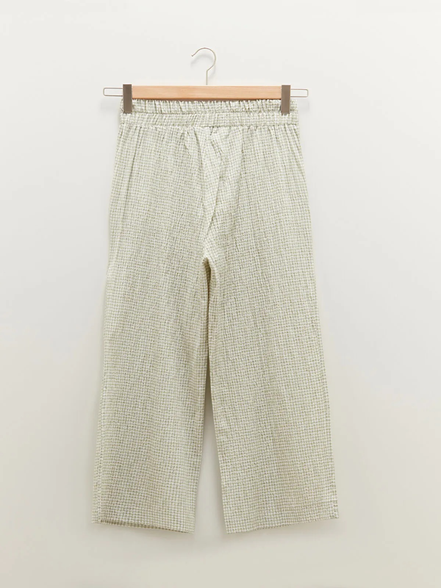 Elastic Waist High Waist Loose Fit Plaid Pants