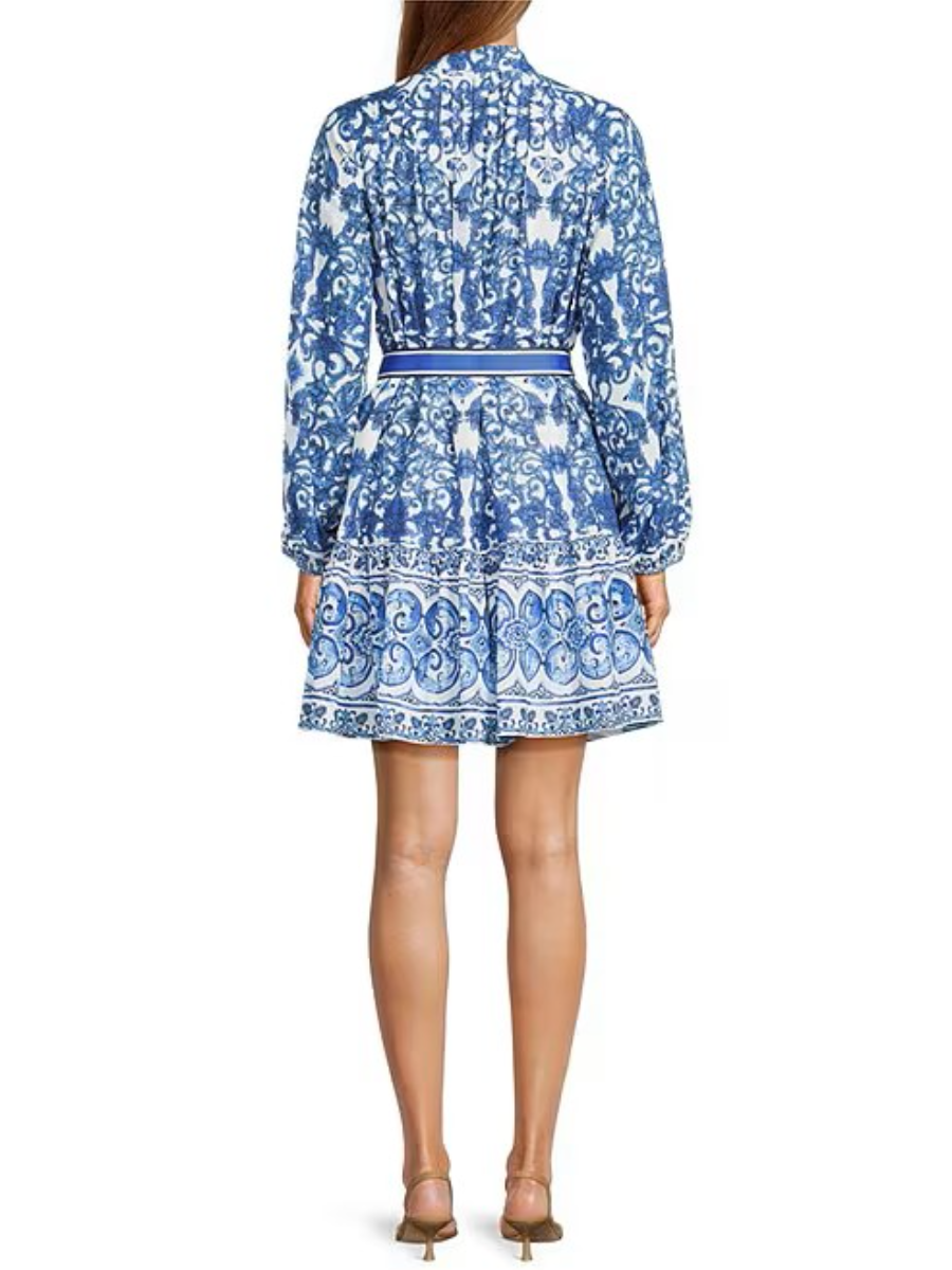 Graceful Long Sleeve Belted Shift Dress