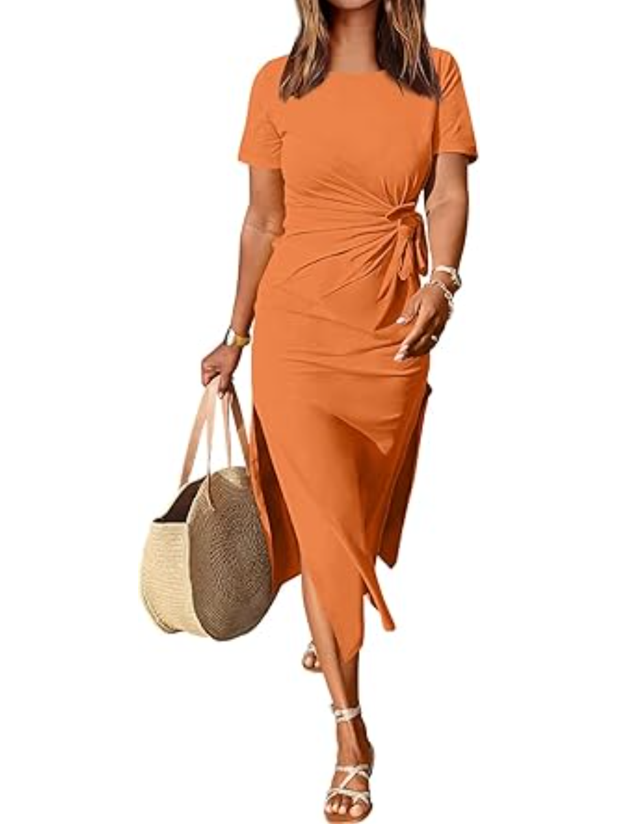 Crewneck Tie Knot Dresses
