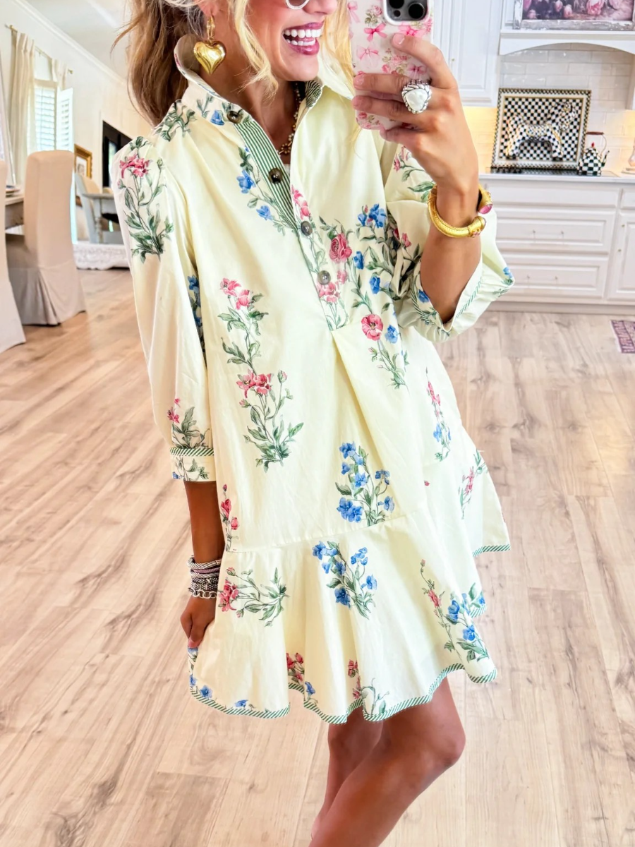 Cream Floral Dress