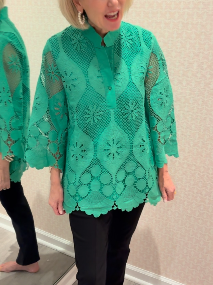 Graceful Lace Button Front Blouse