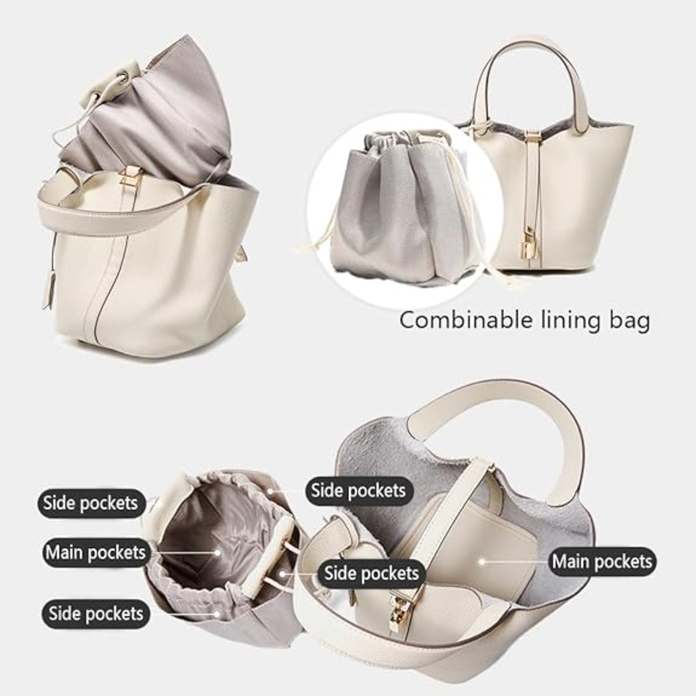 Genuine Leather Bucket Bag
