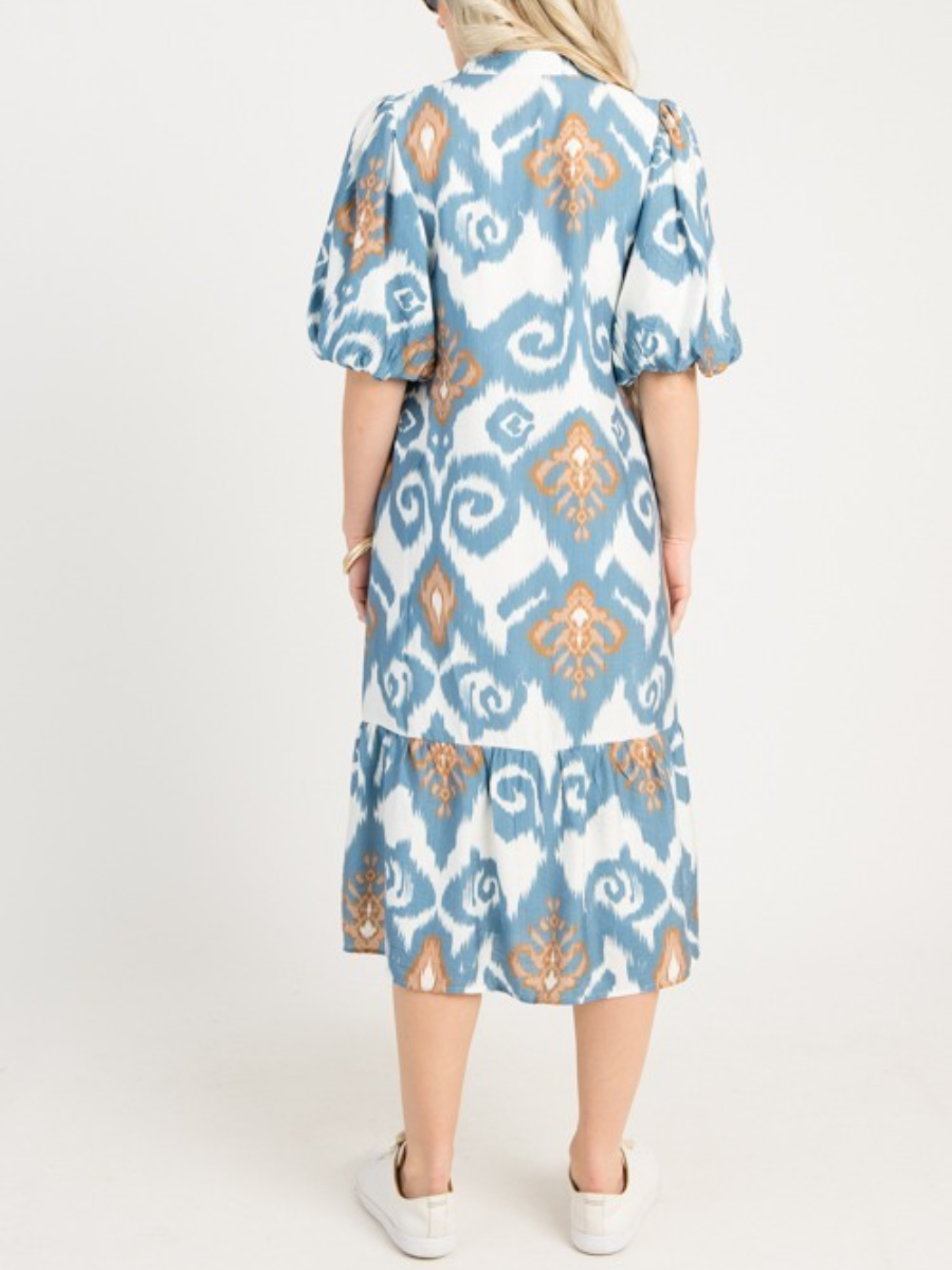 Belt Button Midi Dress