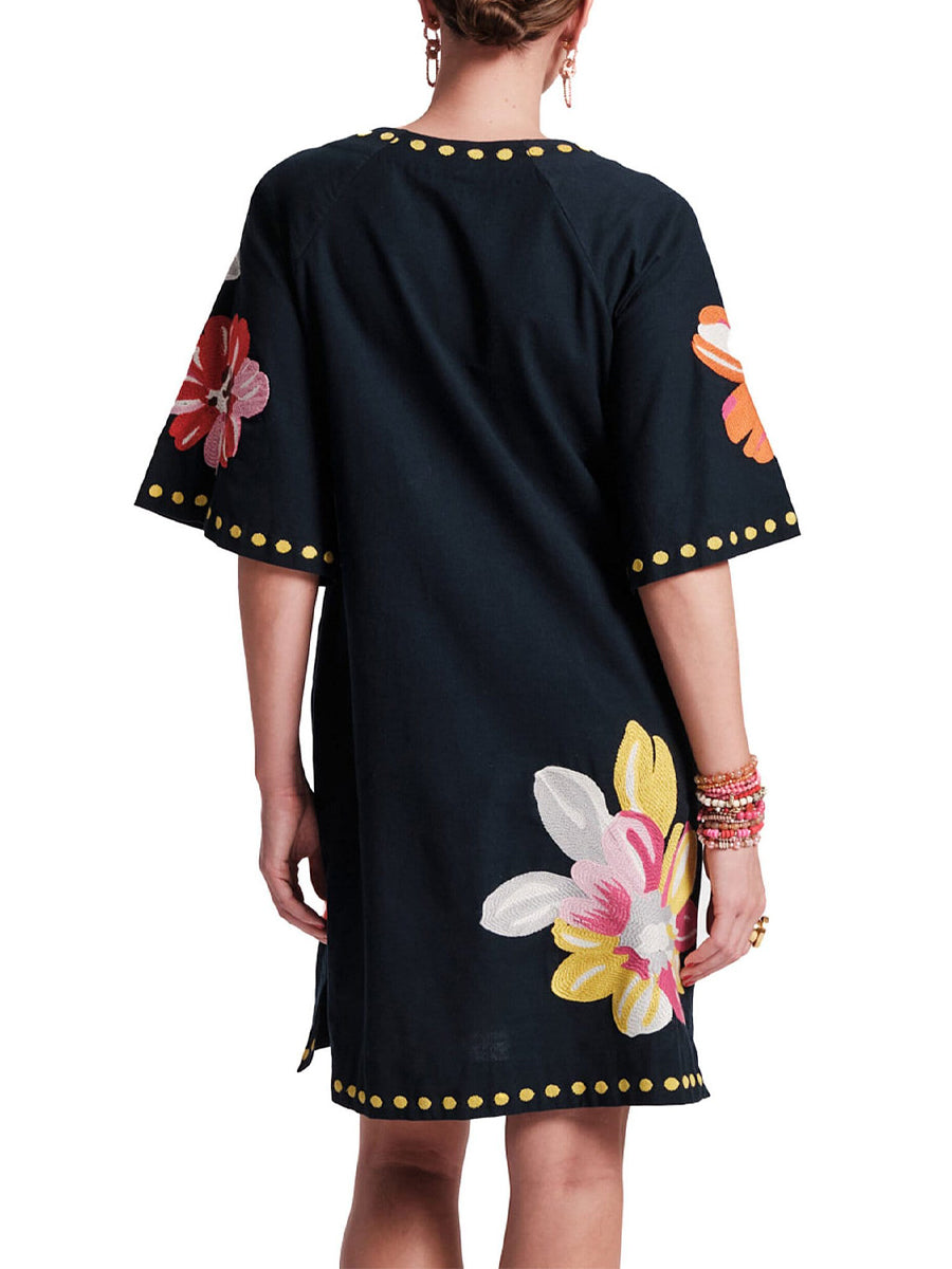 Colorful Floral Embellished Shift Dress
