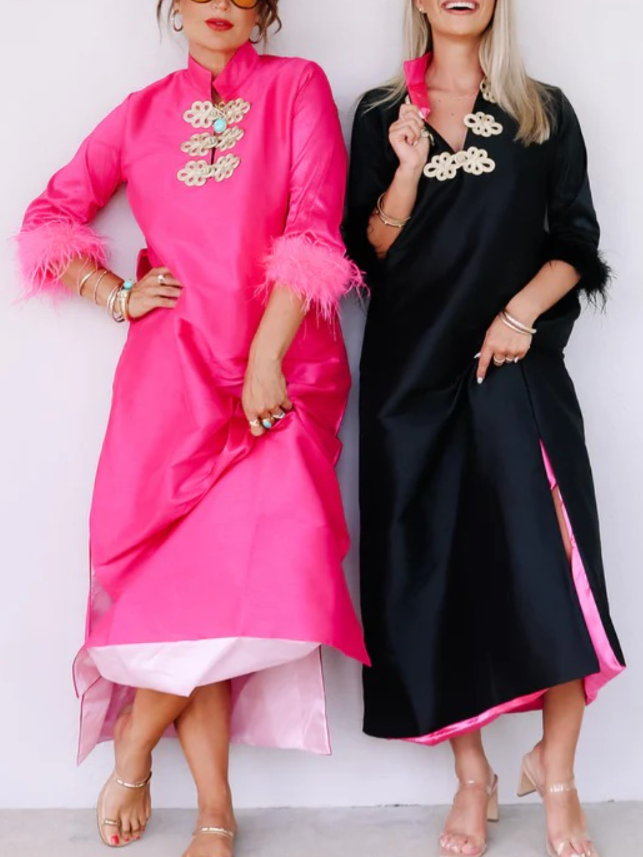 Fashion Buckle Pink Dress