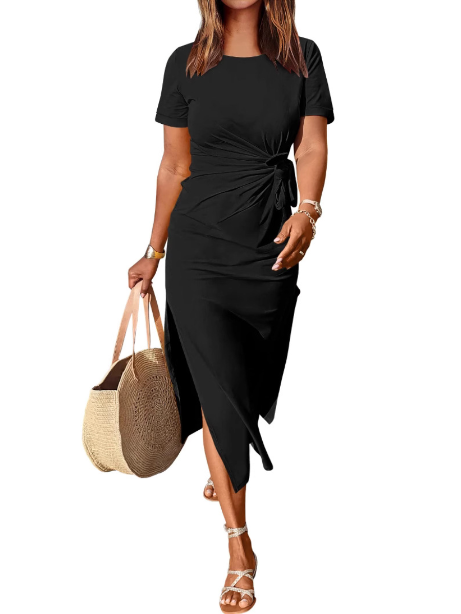 Crewneck Tie Knot Dresses