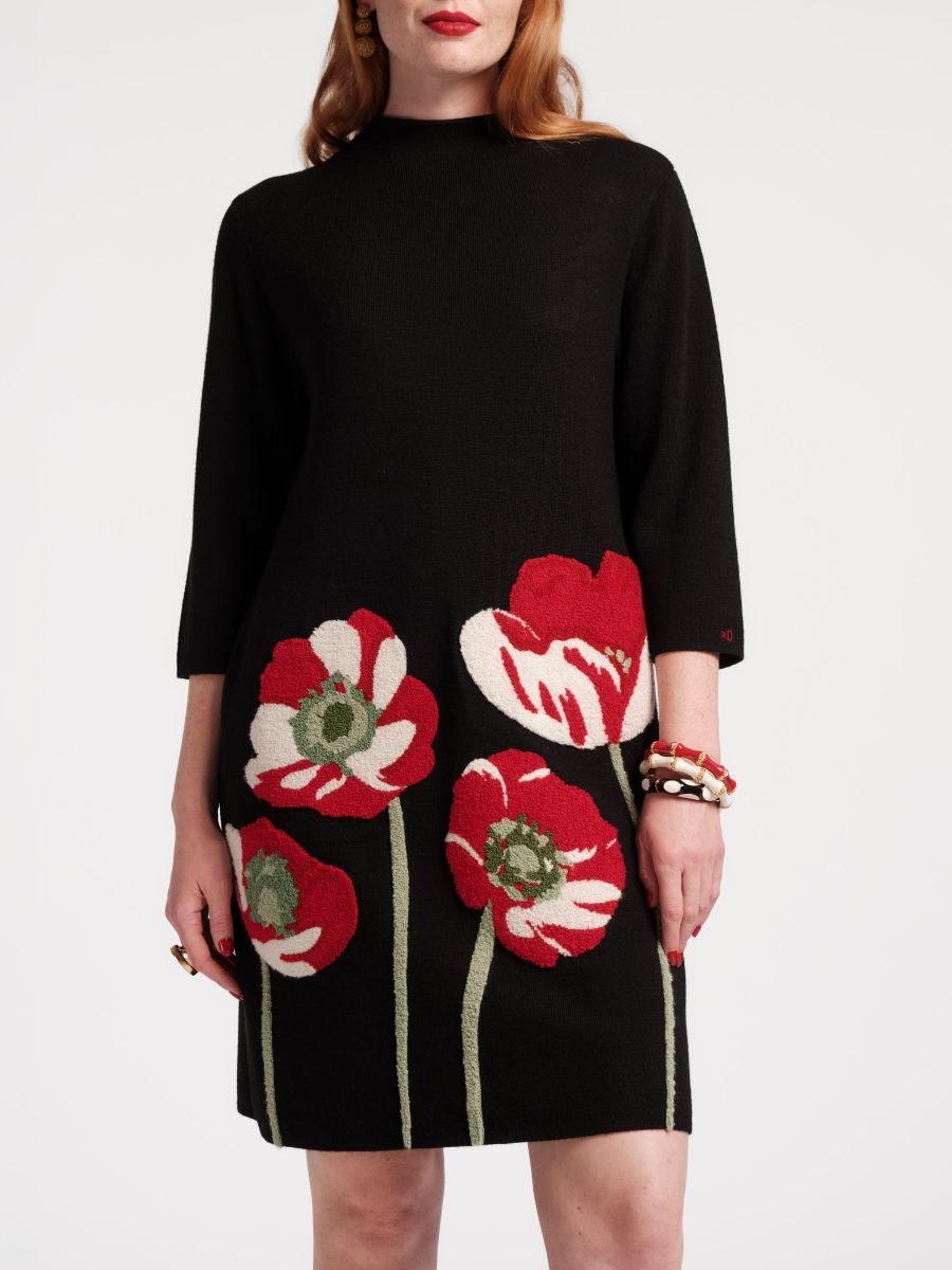 Annie Embroidered Wool Dress