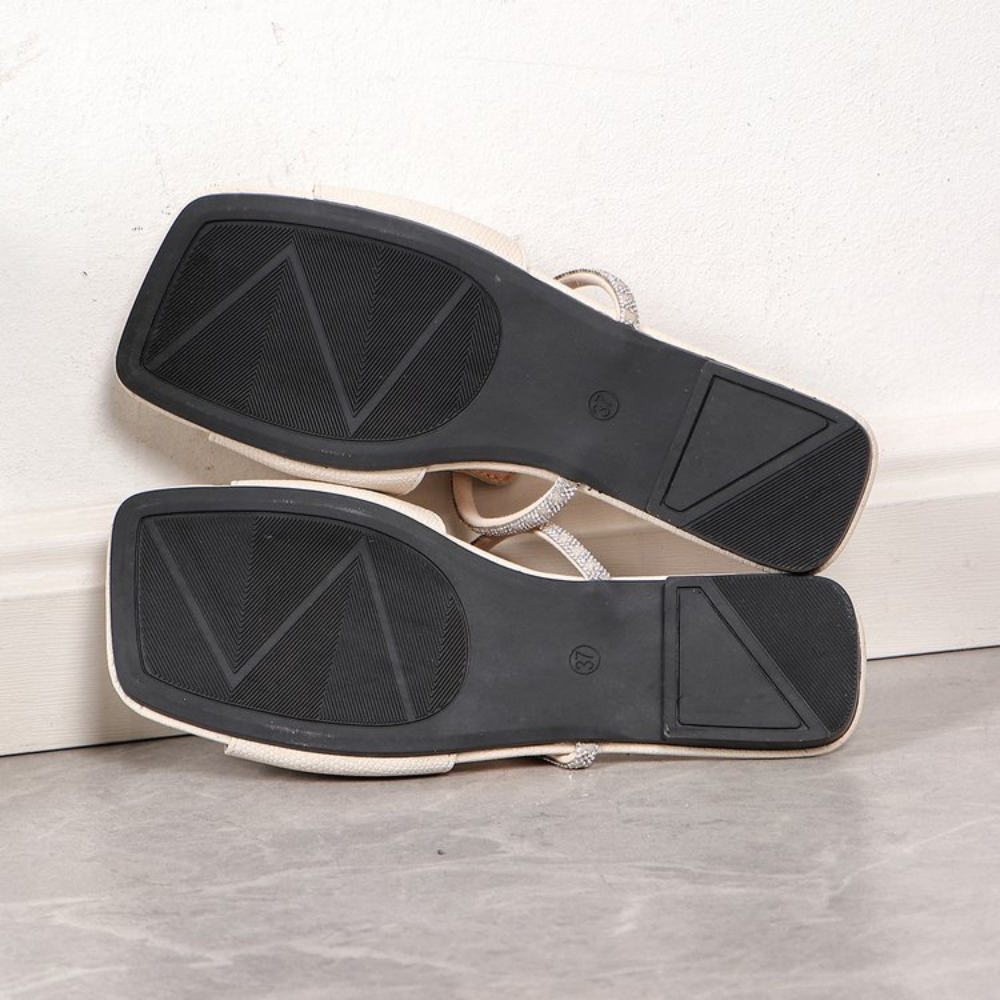 Glitter Strappy Leather Flats