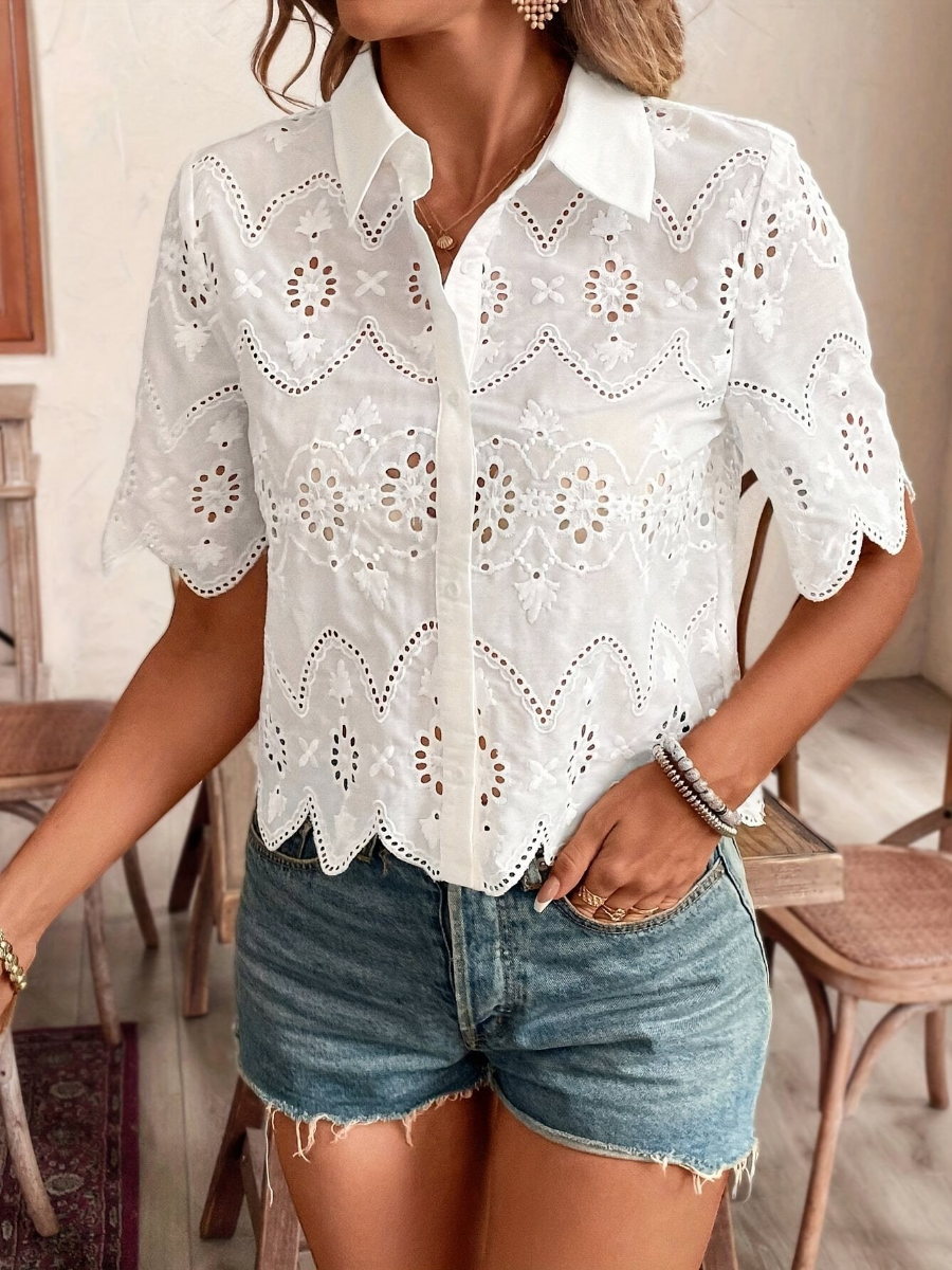 Eyelet Chic Summer Blouse