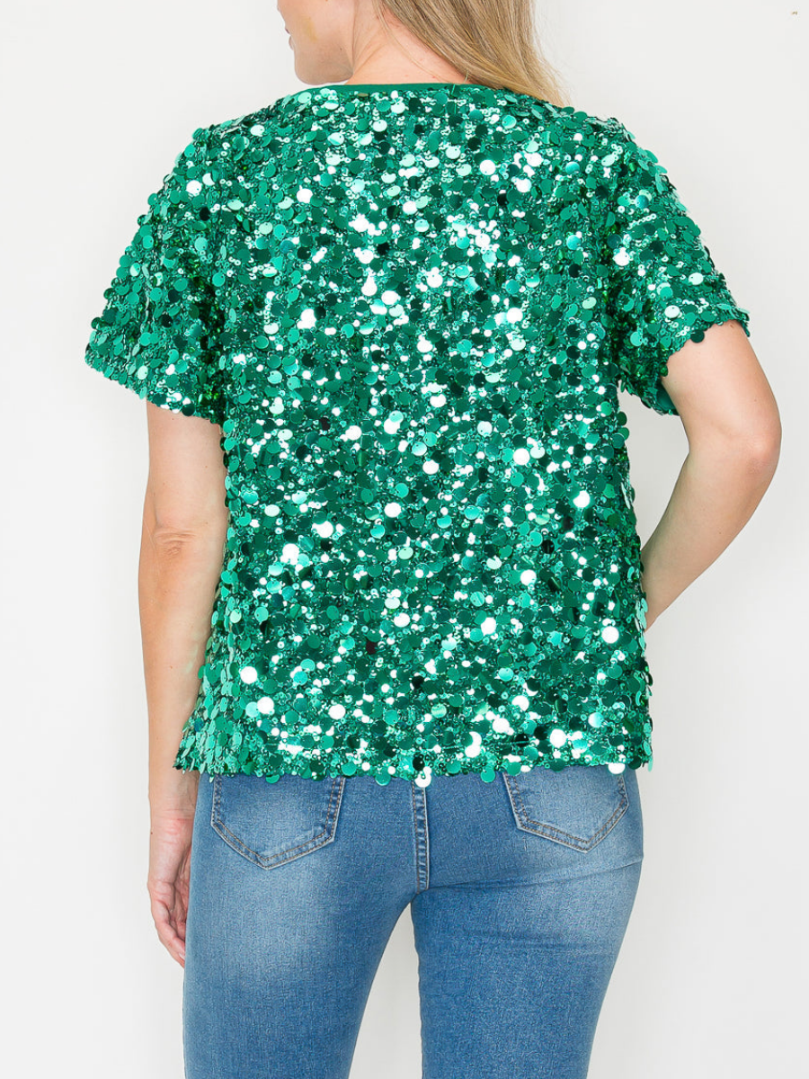 Vibrant Textured Sequin Top