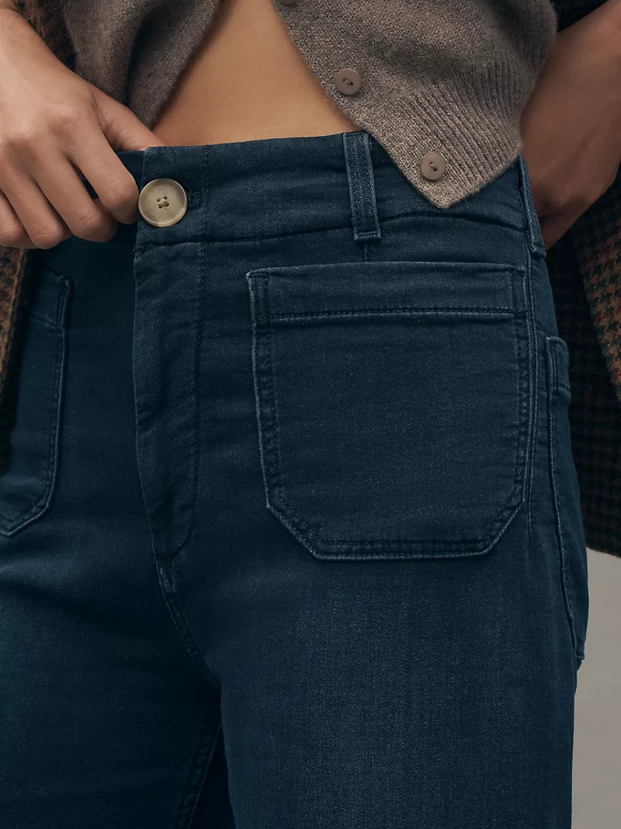 High-Rise Wide-Leg Knit Jeans