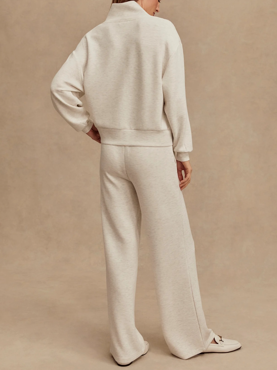 Chic Oversized Half - Zip Set