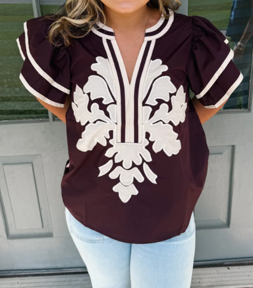 Chic Ruff Sleeve Top