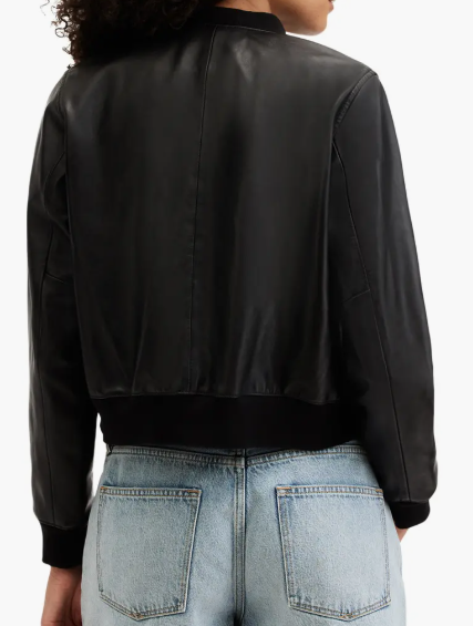 Chic Short Bomber Leather Jacket
