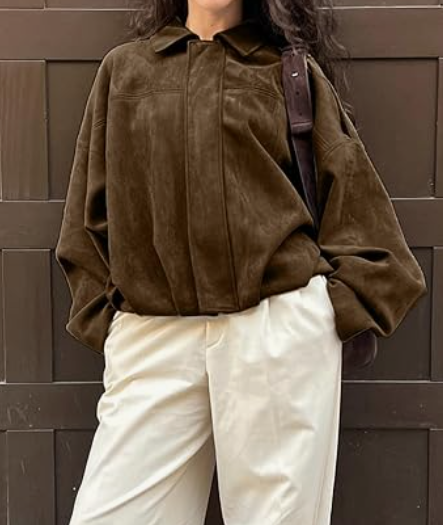 Suede Puffed Bomber Jacket
