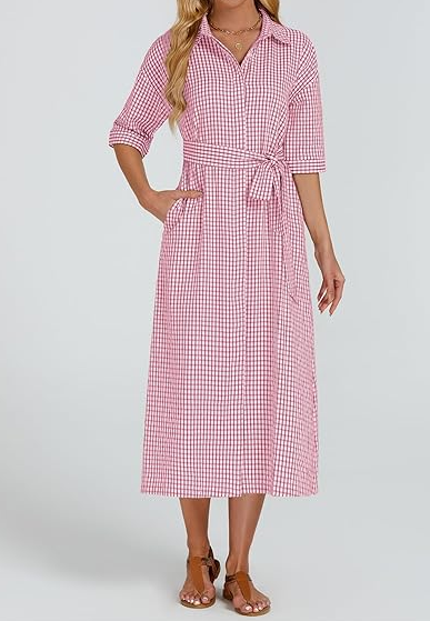 Comfy Plaid Midi Dress