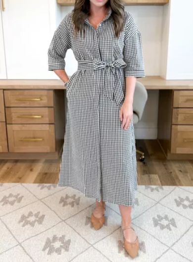 Comfy Plaid Midi Dress