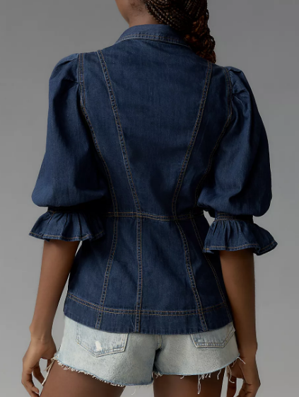 Puff Sleeve Denim Blouse