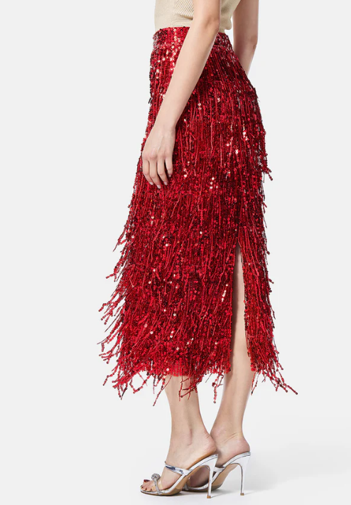 Dazzle Sequin Fringe Skirt