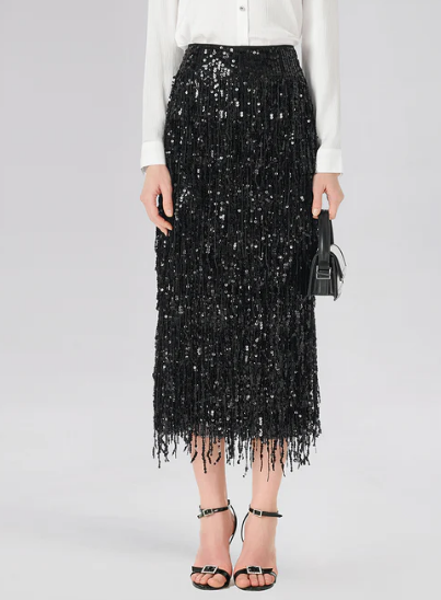 Dazzle Sequin Fringe Skirt