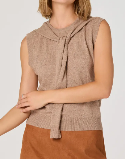 Comfy Scarf Knit Sleeveless Sweater