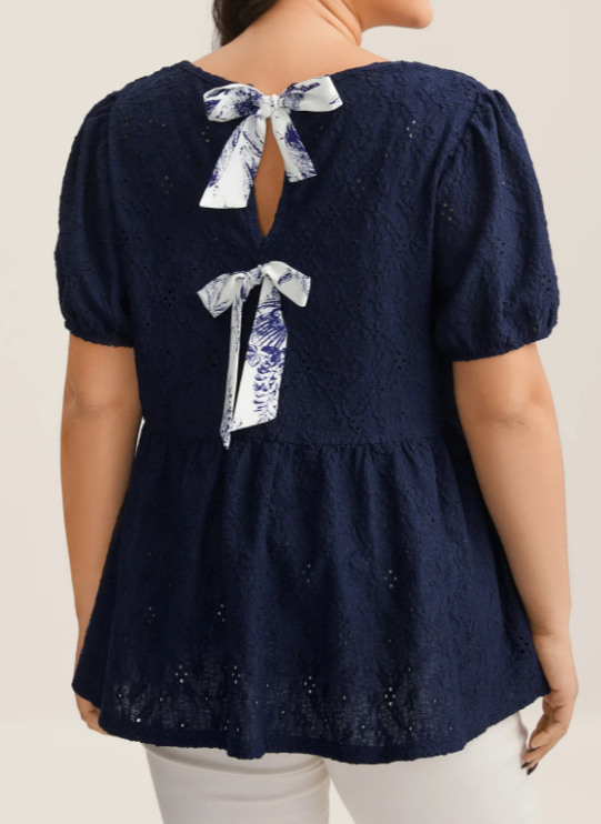 Babydoll Cut Blouse With Back Bow