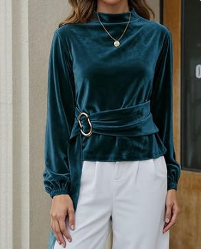 Chic Stretch Velvet Blouse