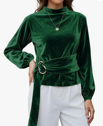 Chic Stretch Velvet Blouse