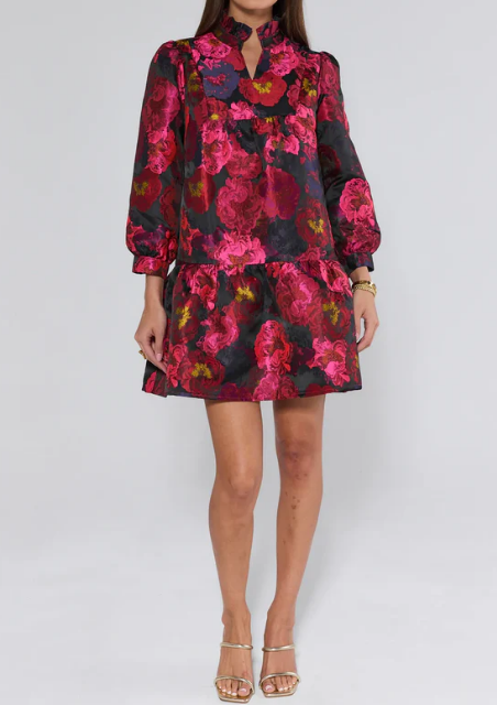 Floral Jacquard Holiday Dress