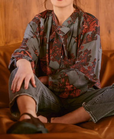 Fab Printed Tie Blouse