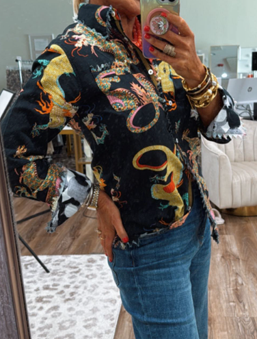 Mystic Dragon Print Blouse