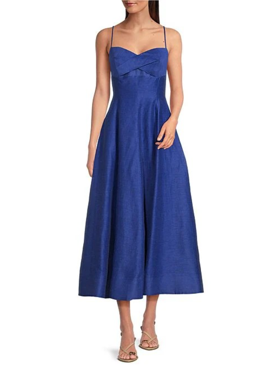 Hydrangea A-Line Sweetheart Neckline Linen Blend Dress