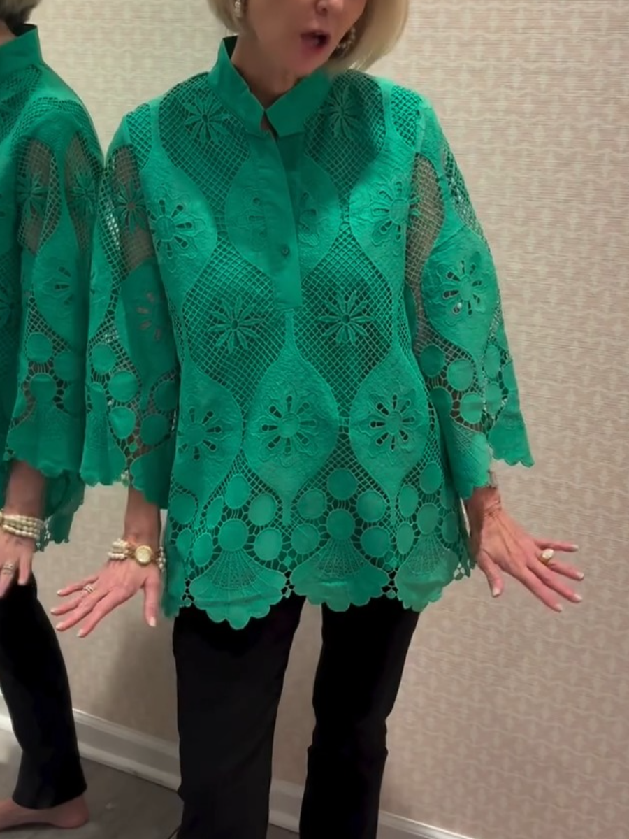Graceful Lace Button Front Blouse