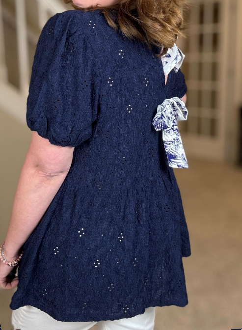 Babydoll Cut Blouse With Back Bow