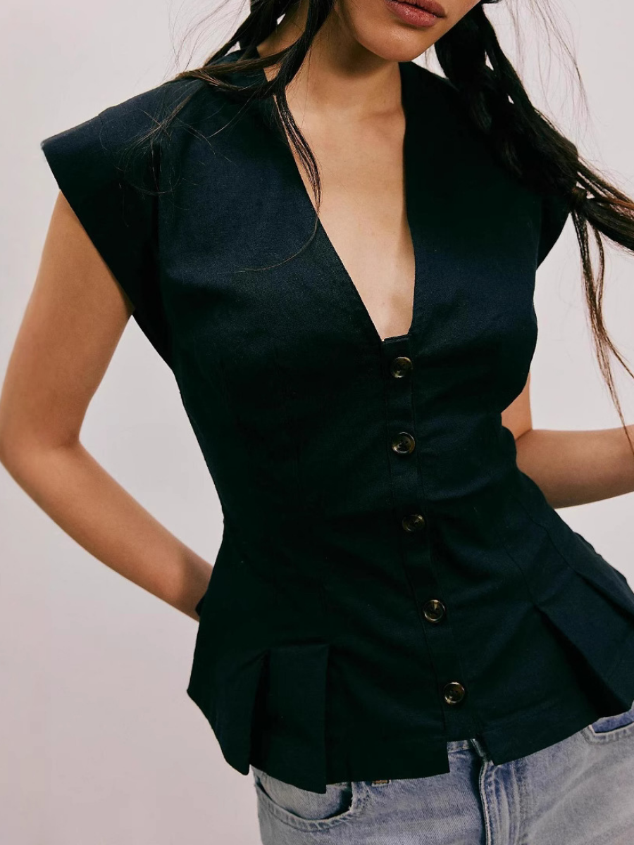 V-Neck Button-up Slim Vest