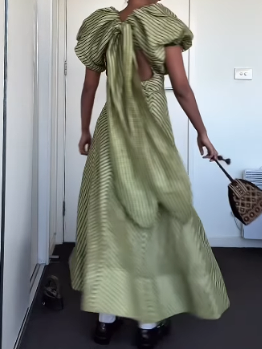 V-Neck Striped Dress