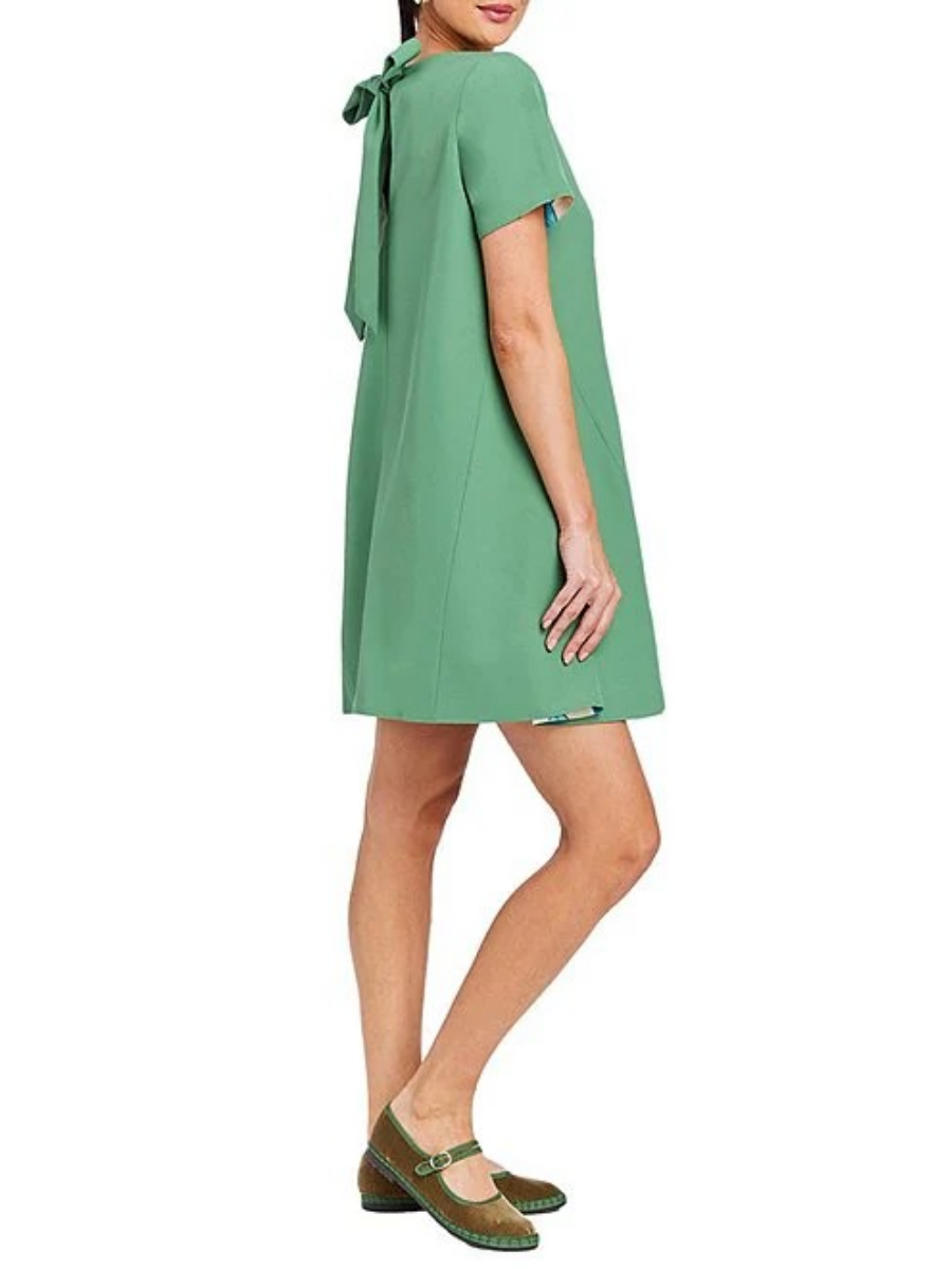 Convertible Floral Print Round Neck Short Sleeve A-Line Dress