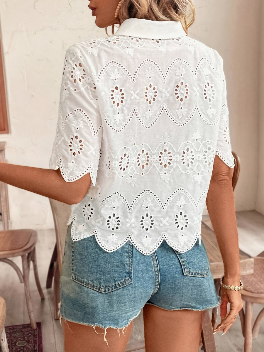 Eyelet Chic Summer Blouse