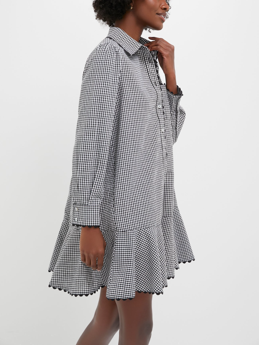 Retro Checkered Collared Mini Dress