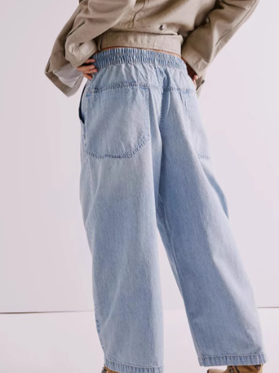 Casual Loose Wide Leg Drawstring Jeans