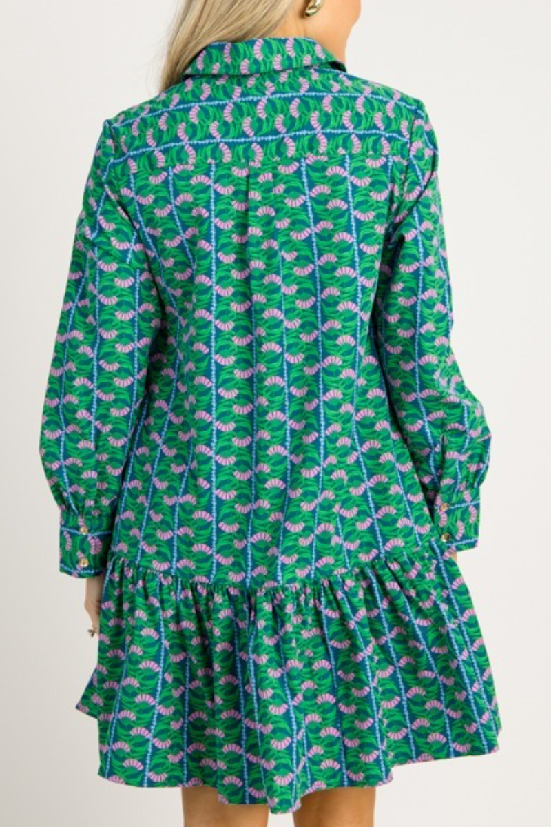 Floral Vine Printed Mini Dress