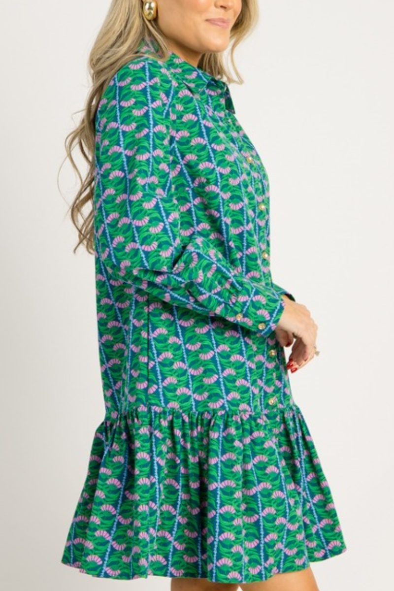 Floral Vine Printed Mini Dress